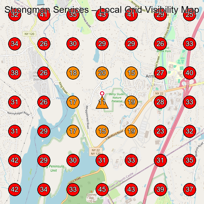Strongman Services GeoGrid visibility map for General Contractor in None
